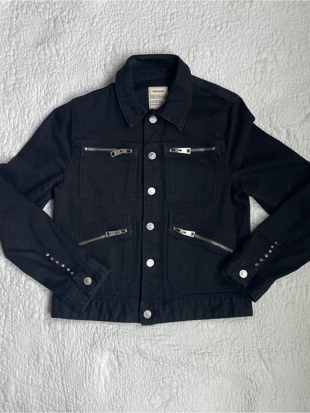 Zadig & Voltaire Black Denim Jacket with Silver Hardware